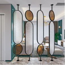 Custom Stainless Steel Screen Modern Minimal Restaurant Oval Rotatable Living Room Iron Glass Partition Custom Stainless Steel Screen Modern Minimal Restaurant Oval Rotatable Living Room Iron Glass Partition
