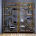 Retro Living Room Floor Shelf Solid Wood Separator Iron Cafe Multilayer Shelf Partition