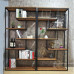 Retro Living Room Floor Shelf Solid Wood Separator Iron Cafe Multilayer Shelf Partition