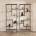 Retro Living Room Floor Shelf Solid Wood Separator Iron Cafe Multilayer Shelf Partition
