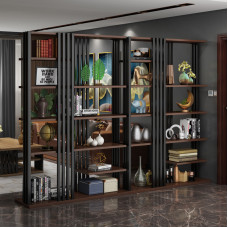Chinese Style Living Room Divider Wall Shelf Partition Screen Wood Decorative Grids Seats