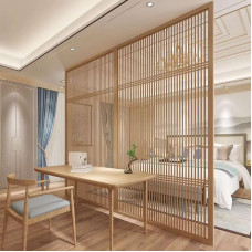 Modern Japanese Style Wooden Folding Screen Partition Wall for Living Room Entrance