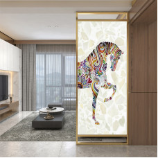 Lightly Luxurious Abstract Fabric Horse Metal Screen Decoration Living Room Foyer Room Partition Aluminum Alloy Small Apartment