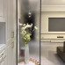 White Water Ripple Oil Painting Steel Art Glass Partition Screen Parlor Entrance Bathroom Half Wall