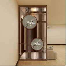 Modern Hollow Living Room Screen Wood Grid Japanese Style
