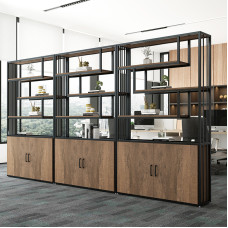Industrial Decorative Iron Partition Office Shelves Rack Floor Screen Cabinet Living Room Corridor Flower Stand Bookshelf