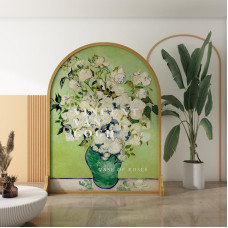 Modern Minimalist Van Gogh Entry Screen Living Room Nordic Wood Art Customize