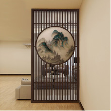 New Chinese Solid Wood Flower Grid Entry HallScreen Partition Wall Hollow Japanese Wood Grid Imitation Ancient Door Backdrop