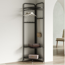 Iron Simple Home Bedroom Corner Hanging Clothes Rack Living Room Floor Wall Corner Coat Hat Rack Corner Storage Artifact