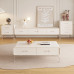 White Lacquer TV Cabinet Tea Table Combination Compact Living Room