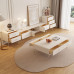 White Lacquer TV Cabinet Tea Table Combination Compact Living Room