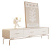 White Lacquer TV Cabinet Tea Table Combination Compact Living Room