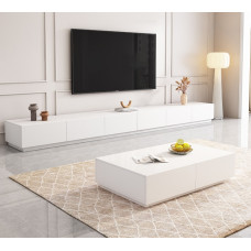 Scandinavian TV Stand Coffee Table Set Living Room Home Floor White Minimalist TV Cabinet Platform