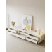 Retro Cream TV Stand Tea Table Set for Small Living Room Cupboard
