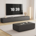 Black Rock Shelf TV Stand Tea Table Set Contemporary Minimalist Living Room Home Platform Light Luxury Solid Wood TV Cabinet
