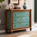European Solid Wood Living Room Storage Cabinet Color Paint Luxury American Foyer Bedside Chest Three Drawers European Solid Wood Living Room Storage Cabinet Color Paint Luxury American Foyer Bedside Chest Three Drawers