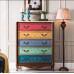 American Solid Wood Painted Multifunction Storage Cabinets Bedroom Five Drawers Living Room Large Three Drawers