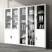 Wood Office File Cabinet modern minimalistic glass door floor storage cabinet