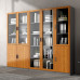 Wood Office File Cabinet modern minimalistic glass door floor storage cabinet