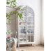 Vintage Wooden Floor Arch Bookshelf Glass Display Cabinet White Dustproof Living Room Storage Cabinet Vintage Wooden Floor Arch Bookshelf Glass Display Cabinet White Dustproof Living Room Storage Cabinet