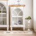 Vintage Wooden Floor Arch Bookshelf Glass Display Cabinet White Dustproof Living Room Storage Cabinet Vintage Wooden Floor Arch Bookshelf Glass Display Cabinet White Dustproof Living Room Storage Cabinet