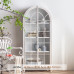 Vintage Wooden Floor Arch Bookshelf Glass Display Cabinet White Dustproof Living Room Storage Cabinet Vintage Wooden Floor Arch Bookshelf Glass Display Cabinet White Dustproof Living Room Storage Cabinet