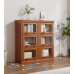 American Solid Wood Bookcase with Glass Door Floor Home Dustproof Shelving Storage Cabinet Living Room Display Cabinet Wall Integrated American Solid Wood Bookcase with Glass Door Floor Home Dustproof Shelving Storage Cabinet Living Room Display Cabinet Wall Integrated