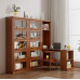 American Solid Wood Bookcase with Glass Door Floor Home Dustproof Shelving Storage Cabinet Living Room Display Cabinet Wall Integrated American Solid Wood Bookcase with Glass Door Floor Home Dustproof Shelving Storage Cabinet Living Room Display Cabinet Wall Integrated