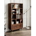 North American Walnut Wood Storag Cabinet Shelf Rack Modern Minimalist Glass