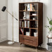 North American Walnut Wood Storag Cabinet Shelf Rack Modern Minimalist Glass