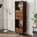 North American Walnut Wood Storag Cabinet Shelf Rack Modern Minimalist Glass