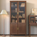 New Chinese Black Walnut Solid Wood Bookcase Set Floor Minimalist Bookshelf with Glass Door Storage Cabinet New Chinese Black Walnut Solid Wood Bookcase Set Floor Minimalist Bookshelf with Glass Door Storage Cabinet