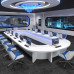 Custom Painted Office Desk Chair U Shaped Meeting Table Multimedia Multi User Console Table