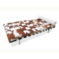 Pony Skin Leather Barcelona Style Daybed With No Piping