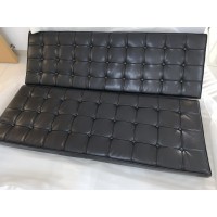 Barcelona Loveseat Cushions And Straps in Black Full Aniline Leather