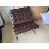 Dark Coffee Brown Nappa Leather Barcelona Chair Cushions and Straps