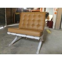 Dark Tan Barcelona Chair in Italian Leather in Standard grade
