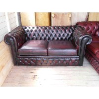 Chesterfield Sofa Loveseat,2 Seaters In Real Calf Leather