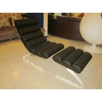 Mies Mr Half Chaise Lounge Chair With Ottoman,Style 3,Made In PU Leather Or Fabric